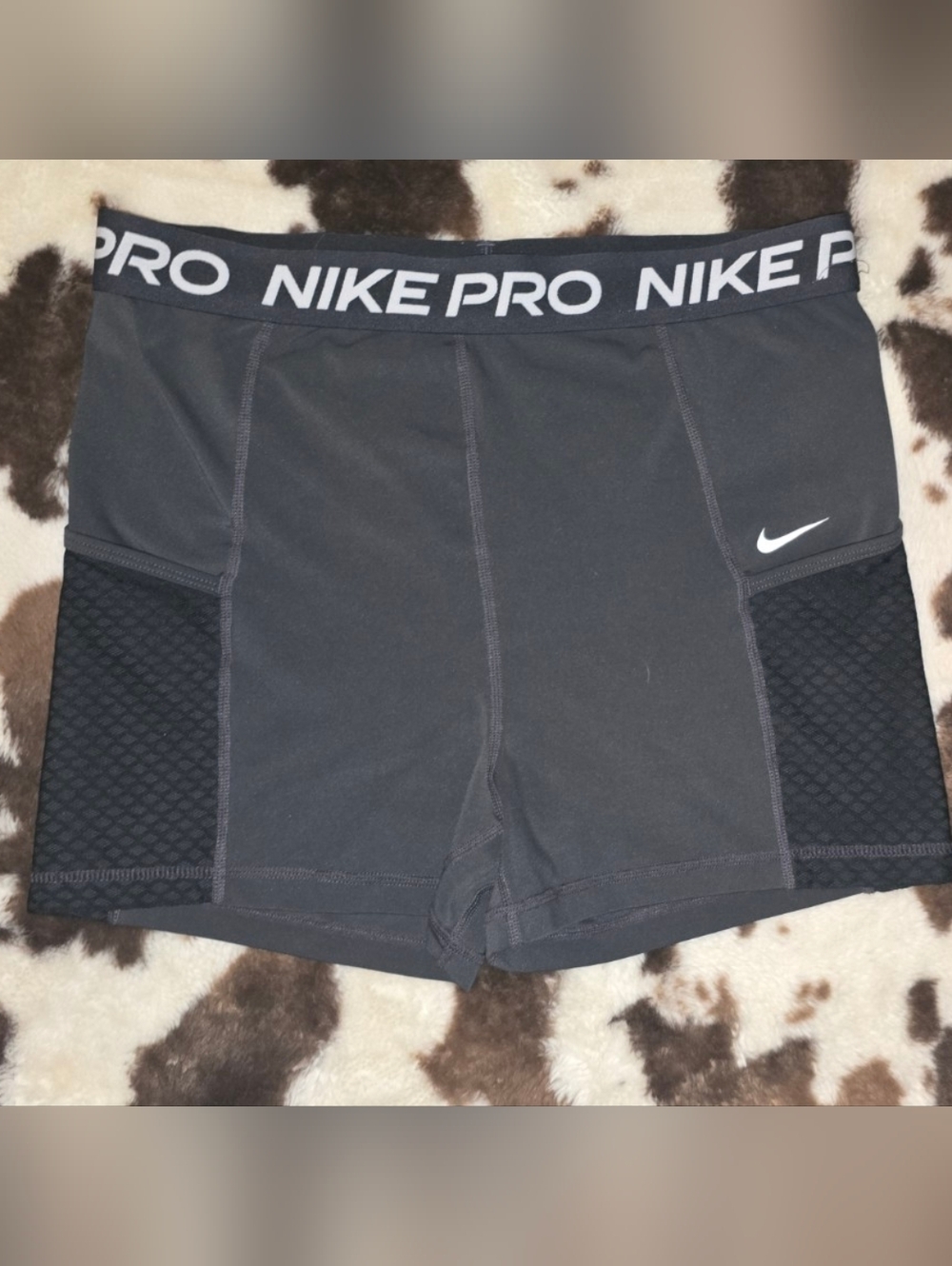 Nike Pro Dri-FIT Compression Shorts Gray Black Mesh Size Large